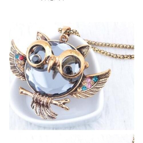 Punk Geometric personality vintage owl necklace new necklaces women party club wear acrylic alloy nickel free fj702