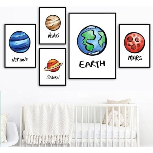 Planet Earth Venus Sun Mercury Jupiter Neptune Wall Art Canvas Painting Nordic Posters And Prints Wall Pictures Kids Room Decor
