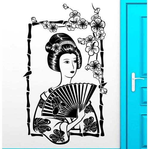 Sexy Woman Wall Stickers Abstract Naked Japanese Girl Geisha Pattern Wall Sticker Vinyl Decal Geisha Japan Oriental Gir Mural M2
