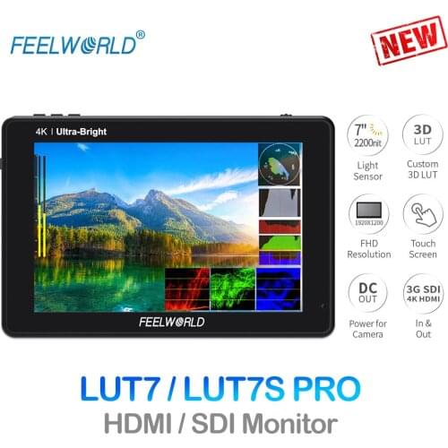 Feelworld LUT7/LUT7S PRO 7 Inch 1920*1200 Touch Screen 4K HDMI/SDI 3D-LUTs IPS FHD 2200NIT on Camera DSLR Field Monitor