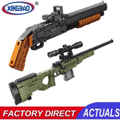 XingBao Military Series Guns Sniper Rifle Can Fire Bullets Set AWM Model Building Blocks Toys For Children Lepining Bricks Gifts