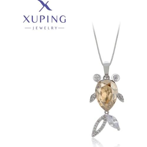 Xuping Jewelry Summer Sale Fashion Goldfish Shaped Crystals Pendant Necklaces for Women Gifts 40588
