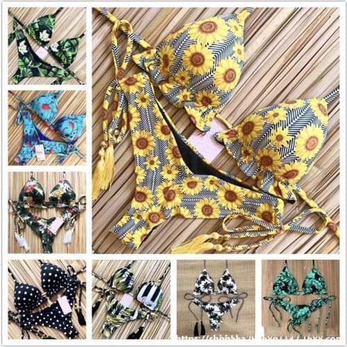 Sexy Bikini 2021 New Beachwear Sexy Printed Halter Swimsuit Split Two-Piece Swimsuit Summer Beach Bikini Set