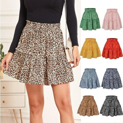 Woman Skirts Harajuku 2021 Summer Printing Pleating Wave Point Skirts Womens Short Sexy High Waist Umbrella Mini Skirt Female