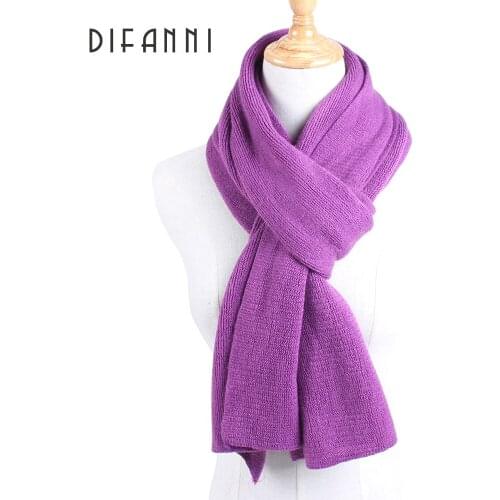 [DIFANNI]Winter Plain color Unisex Scarves Warm Knitting Acrylic Muffler Long Thick Fashion Shawl Winter Scarf