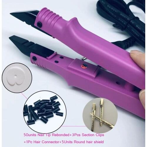 1Pc Adjustable Hair Connector L611 B Fusion Iron Heat Connectors With 50Nail Tip Rebonded +5pcs Round Hair Shield Section Clip