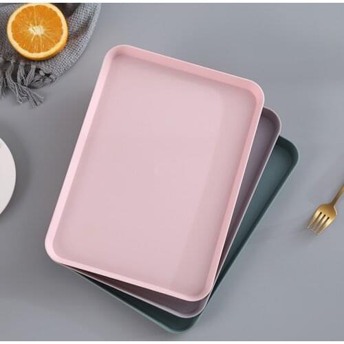 1Pc Nordic Rectangular Tea Tray Plastic Storage Tray Home Kitchen Fruit Dessert Tray 2 Size