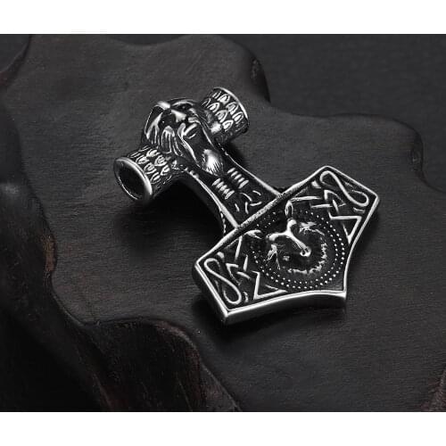 Stainless Steel Viking Thor Hammer Pendant Hole 4mm for Necklace DIY Accessories Findings Jewelry Making Men Charms Supplies