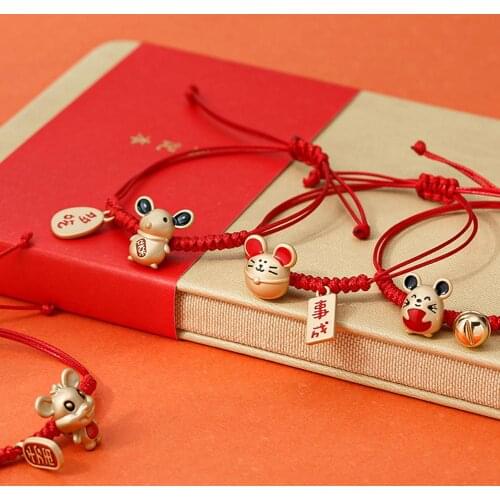 2020 new Women Zodiac Mouse Charm Red Rope Bracelet Bangle Adjustable Lucky Jewelry Gift