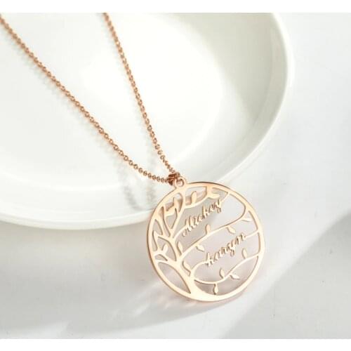 2021 trend Custom Name Necklace Tree Of Life Family Women Name Necklace Stainless Steel Jewelry Personalized Family Couple Gift