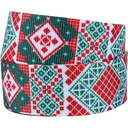 3'' Red and Green Christmas printed grosgrain ribbon with beautiful design