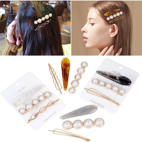 3pcs/ Set Korea Fashion Metal Hairpins girls Pearl Colorful Beads Hair Clips Hairstyle Design Accessories Hair Styling Tool
