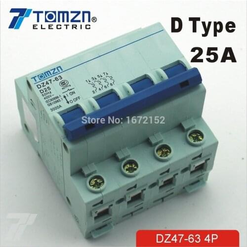 4P 25A 240V/415V Circuit breaker MCB C TYPE 4 Poles