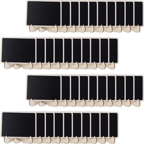40 Pack Mini Wooden Chalkboards Signs Small Blackboard with Support Easel Stand for Wedding and Theme Party