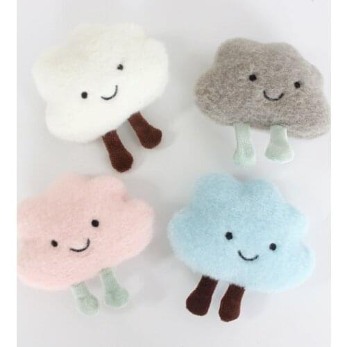 5Pcs/Lot Plush Cartoon Big Clouds Doll Patches Appliques For Baby Sewing Accessories DIY Hair Clip Decoration