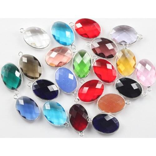 50pcs 18x25mm murano glass bezel beads for DIY jewelry making twinkling charm egg shape crystal bead connector 2020 wholesale
