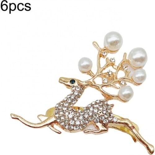 6Pcs Christmas Deer Napkin Ring Buckle Holder Restaurant Banquet Hotel Supply Table Decor Napkin Holder Napkin Ring Deer Shape