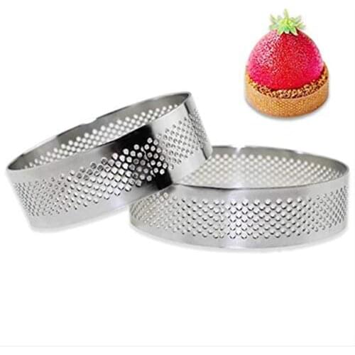 8CM Stainless Steel Tart Mold Ring Tartlet Cake Mousse Molds Cookies Pastry Circle Cutter Pie Ring Perforated TLSM