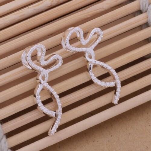 AE451 Hot sterling earrings , fashion jewelry , beautiful ribbon /clqalcxa avsajmza silver color