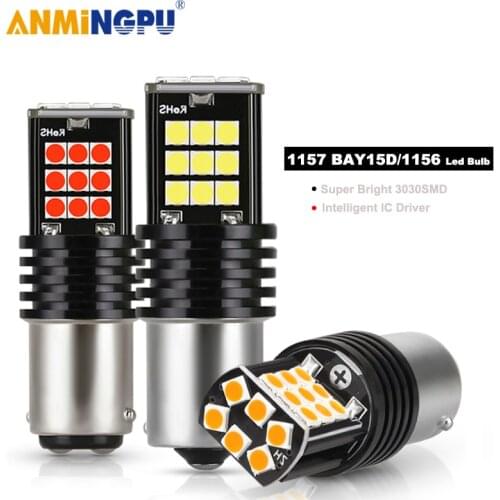 ANMINGPU 2x Signal Lamp Bay15d Led 1157 P21 5W 3030SMD Super Bright BA15S P21W BAU15S PY21W 1156 LED For Car Brake Backup Light