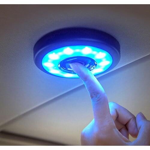 Car Interior Roof Lights USB Charge Press Type LED Dome Ceiling Lamp Truck Cargo Area Light Wall Lamp With Magnet-White Ice blue
