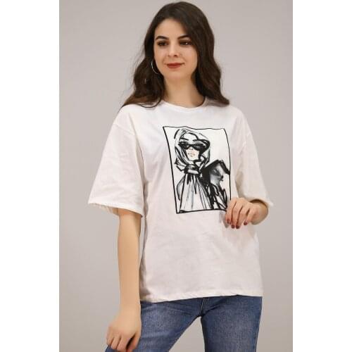 Girls Printed T-Shirt White-3673.135
