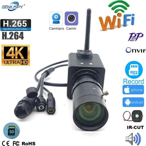 32G WIFI 8.0MP Sony IMX415 Sensor 15fps 4K Ultra Low-Illumination Mini Wireless BOX Network Kamera 8MP IP Camera 5-50mm Lens