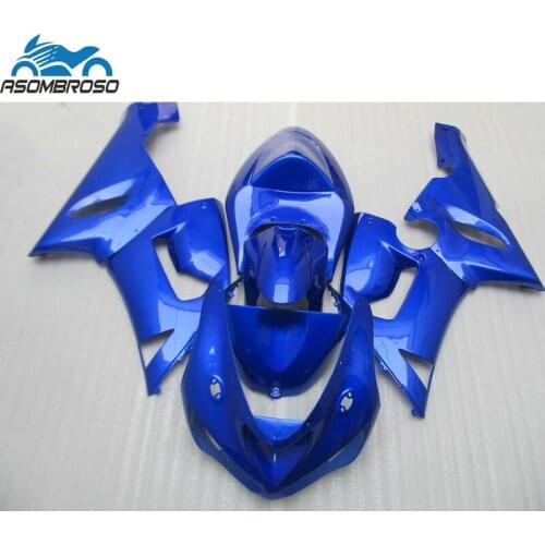Shiny Blue New Arrival Bodyparts for Kawasaki Ninja ZX6R fairing kit 2005 2006 plastic racing fairing set zx6r 05 06 BN36