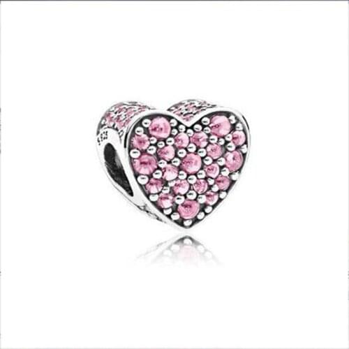 Authentic 925 Sterling Silver Beads New Fashion Heart-shaped Dazzling Beads Fit Original Pandora Bracelet For Women Diy Jewelry