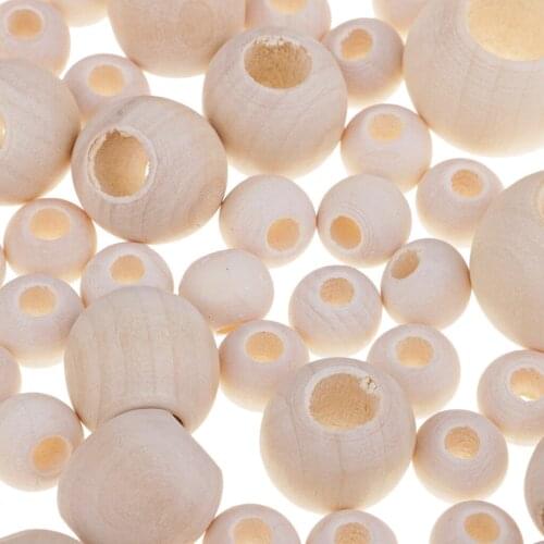 220 Pack Mixed Size Natural Wood Wooden Beads Large Hole Loose Spacer Beads