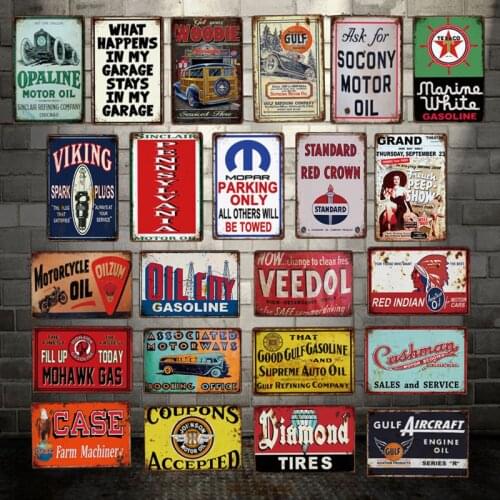 [ DecorMan ] MOTOR TIRE VEEDOL GULF TEXACO Garage Metal SIGN Custom wholesale Mural Paintings Bar PUB Decor LT-1860