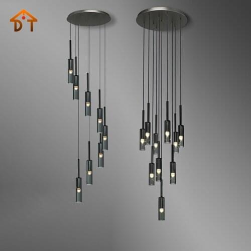 Long Chandeliers Staircase Crystal Spiral Chandelier Lighting Flush Mount Chandeliers Ceiling Hanging Lights suspension light