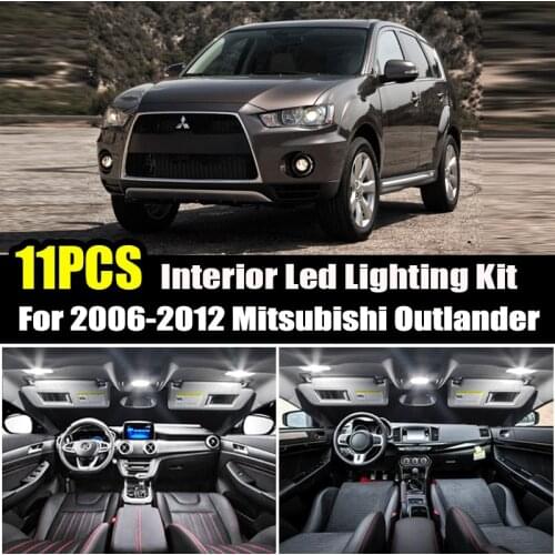 For Mitsubishi Outlander 2006 2007 2008 2009 2010 2012 11pcs White T10 Light Bulb LED Car Light Interior Kit Map Dome Trunk lam