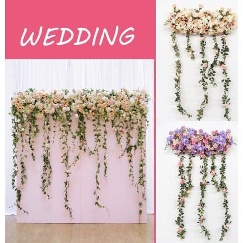 1.8M 2Type Artificial Flower Row With Wisteria DIY Wedding Decor Arch T-road Lead Background Flower Wall Studio Window Props Row