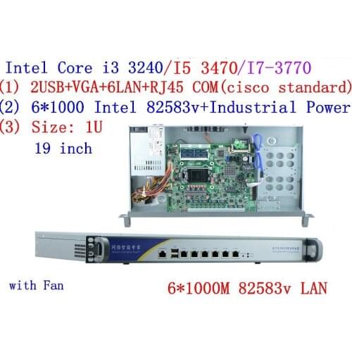 Ivy Bridge i5 3470 Quad Core 1U Rackmount Network Server with 6 Intel Lan Barebone PC Firewall Router PfSense AES-NI