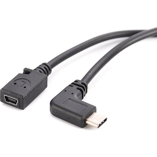 0.25m Type C USB 3.1 Male to Mini USB 5pin Female Charging Data Cable Cord Adapter 90 degree Straight