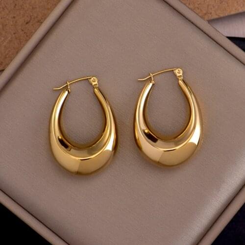 Minimalist metal water drop shape restore ancient ways personality cold wind earrings temperament fashion earrings
