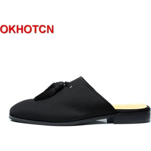 Spring Autumn Men Casual Slippers Fashion Fringe Solid Men Slippers Shoes Outdoor Black Cloths Party Slides Shoes Men Home Shoes