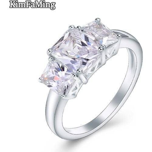 Low Price Fashion Rectangular Shape Three Stone Rings for Men Geometric Cubic Zirconia Jewelry Wedding Party Casual GR202