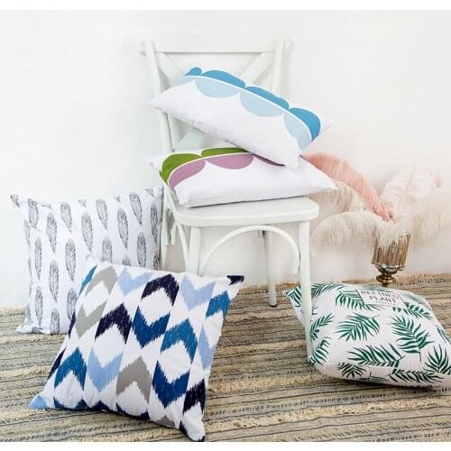 100% Cotton Cushion Cover Silk Printing Flower Pillow Covers Decorative 50x50 Morden Simple sofa Pillowcase for Home Decoration