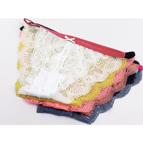 6 Pcs / Lot New Arrival 2021 Sexy Women Transparent Lace Cotton Briefs Panties M L XL XXL 9425