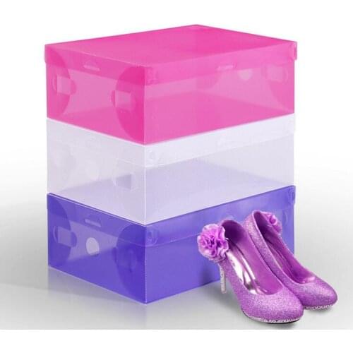 Wholesale 400pcs/lot Womens Plastic Clear Shoes Box Storage Organizer 28cm*18cm*10cm