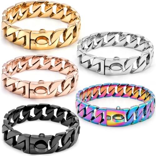 Strong Metal Dog Chain Collars Stainless Steel Pet Training Big Collar For Large Dogs Pitbull Bulldog Silver Gold Show Collar