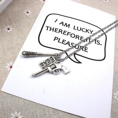 New Fashion The Walking Dead Necklace Pendants Short Long Women Men Collar Gift Jewelry Choker Revolver