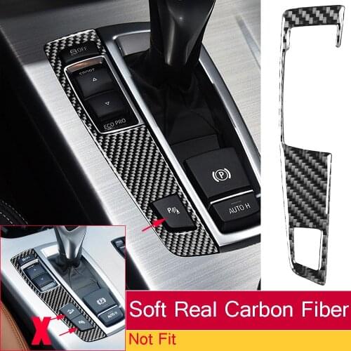 Soft Real Carbon Fiber Gear Shift Panel Button Cover For BMW X3 F25 X4 F26 F10 F07 2009-2016