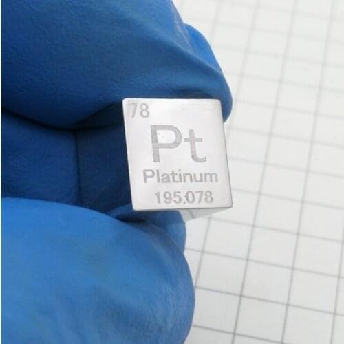 Platinum Pt Metal 10mm Density Cube 99.95% Pure for Element Collection