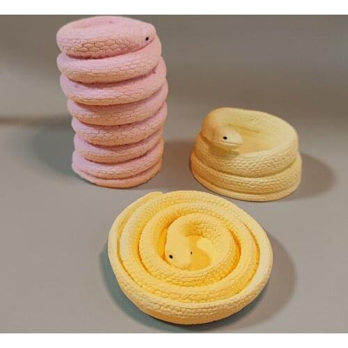 PRZY Simulation Snake Scented Gypsum Candle Silicone Mold Snake Candle Holder Animal Molds Handmade Clay Resin Mould