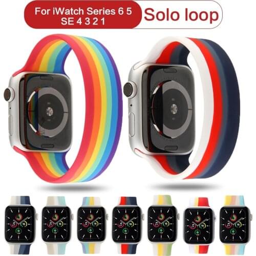 Rainbow Watch Band for Apple Watch 42mm 44mm Silicone Elastic Strap for iwatch 6 SE Series 5 4 38mm 40mmapple watch straps