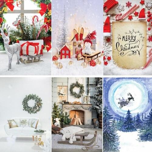 Merry Christmas Photography Backdrops Decoration Gifts Red Sock Background Wall White Floor Photo Studios Prop