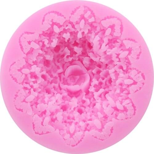 Pink Lace Flower Silicone Mold Wedding Cake Cake Topper Fondant Cake Decoration Tool Candy Clay Chocolate Syrup Mold